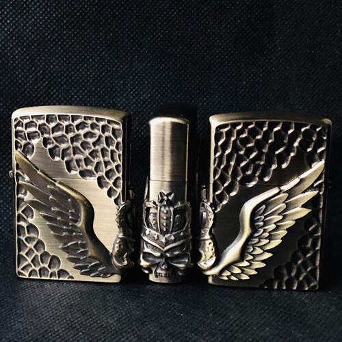 Wholesale Hong Kong ZORRO brand copper shell stamped windproof kerosene lighter fuel machine