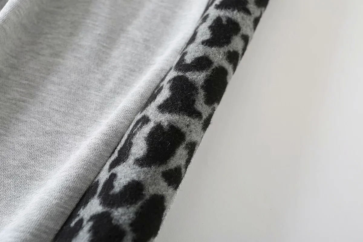 leopard pattern stitching beam foot guard pants  NSHS25278