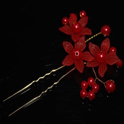 Big pearl hair fork bride u- Flaxen Hair Pin insertion Hairpin Imitation pearls Hairpin Hairpin Headdress