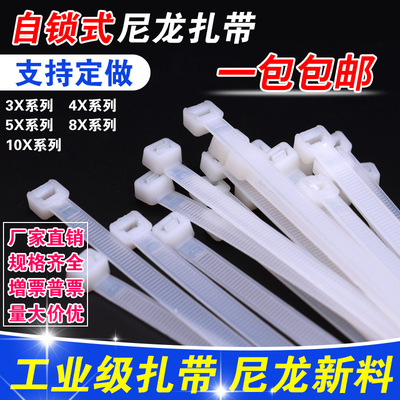 厂家批发尼龙扎带4*200塑料扎带5*250*300黑白色自锁式捆绑束线带