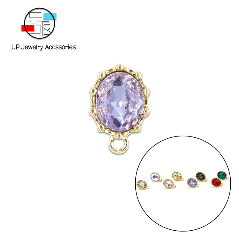 高亮彩色蛋圆水晶银针耳钉DIY手工饰品材料合金耳饰配件单钻耳钉|ru