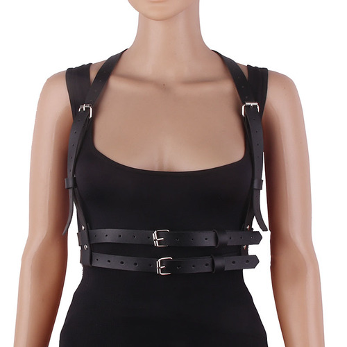 Double-layer leather belt restraint strap suspender