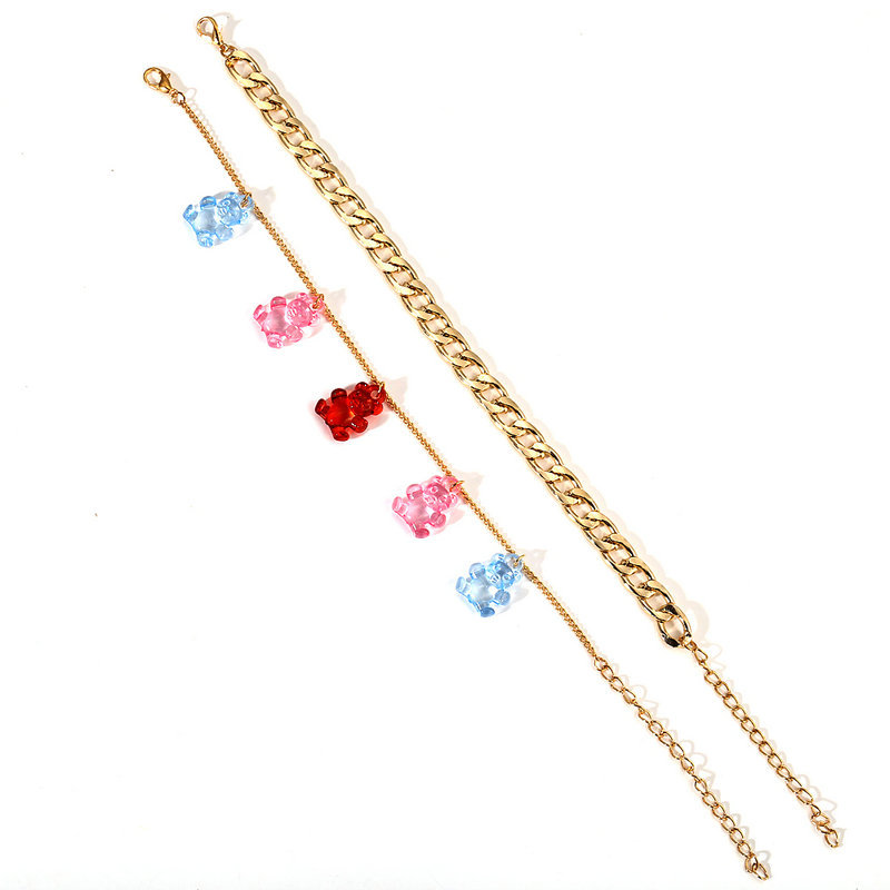 Creative Retro Simple Cartoon Bear Pendant Multi-layer Chain Anklet Wholesale display picture 2