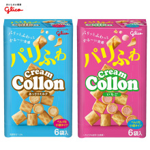 日本glico格力高固力果Collon可珑草莓奶油圆筒蛋卷夹心饼干6袋入