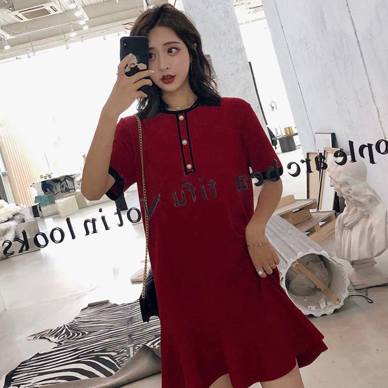 [Специальные предложения не возвращены] Ретро красная первая любовь рыбий хвост фея французское платье Polo