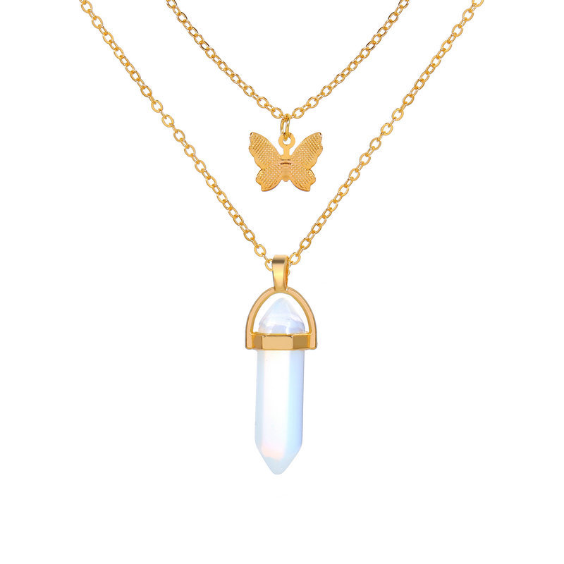 New Crystal Stone Butterfly Creative Retro Simple Alloy Necklace  Wholesale display picture 2