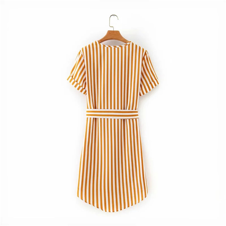 casual simple striped contrast color dress  NSLD28297