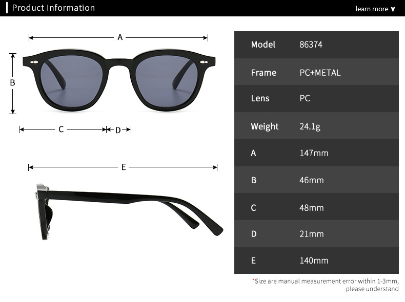 51g Weight UV400 Protection Lens Material Unisex Gender Retro Style Transparent, Yellow, Black Color Retro UV400 Protection Women's Sunglasses 无