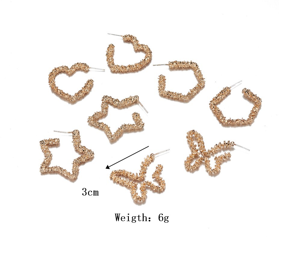 Hot Selling Simple Alloy Geometric Five-pointed Star Earrings Love Butterfly Earrings display picture 1