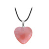 Organic carved pendant handmade, natural ore heart shaped heart-shaped, crystal necklace, accessory