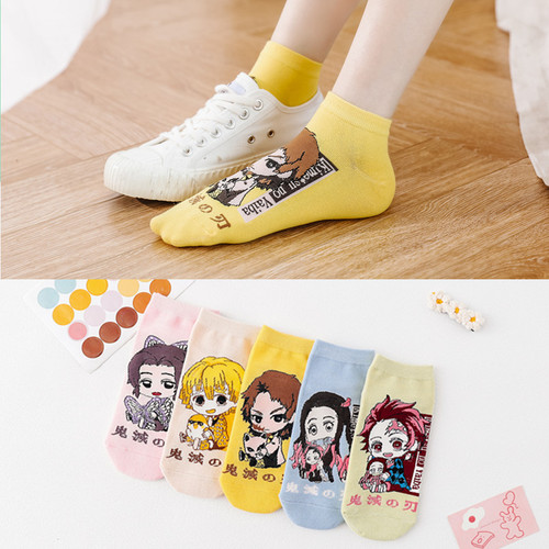 New Cartoon Socks Japanese Foreign Trade Trendy Short Boat Socks Demon Slayer Socks Manufacturer Wholesale