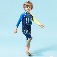 Korean children's swimsuit boys sun protection long-sleeved split swimsuit baby handsome shark quick-drying surf suit suit