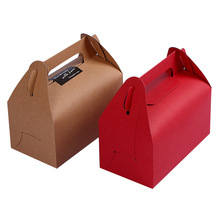 现货牛皮纸盒子手提式蛋糕卷慕斯西点盒外卖食品打包烘焙包装纸盒