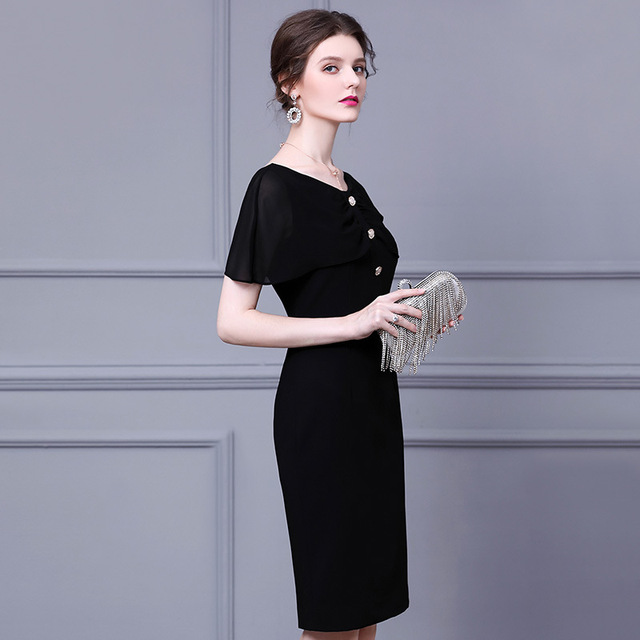 French dress summer dress with slim waist and Hepburn style small black skirt