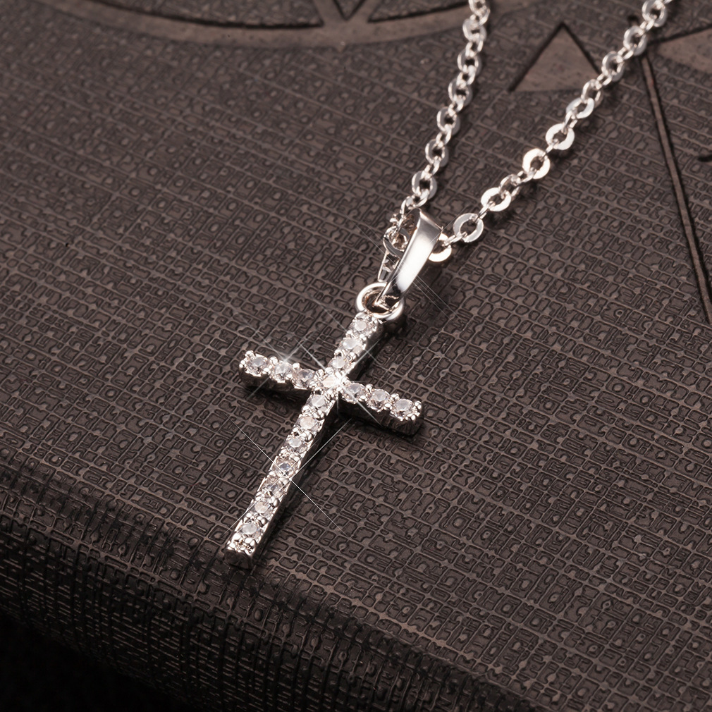 Fashion Cross Alloy Plating Inlay Zircon Unisex Pendant Necklace 1 Piece