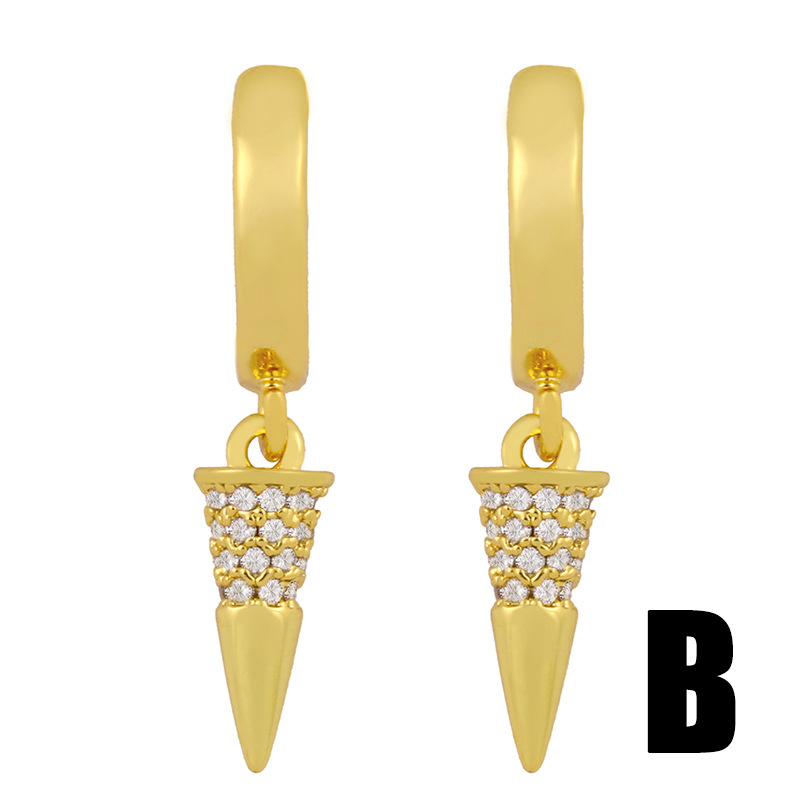 Geometric Pattern Fashion Geometric Diamond Copper Artificial Gemstones Earrings