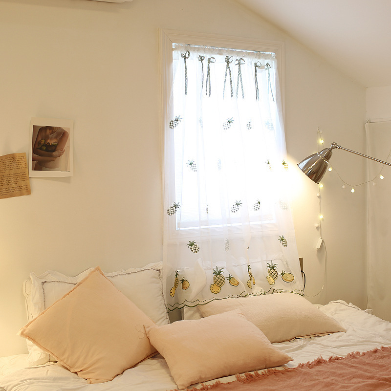 Pineapple White Gauze Back Garden American Style Door Curtain Curtain Short Curtain Half Curtain Cabinet Door Curtain Coffee Curtain Punch-Free