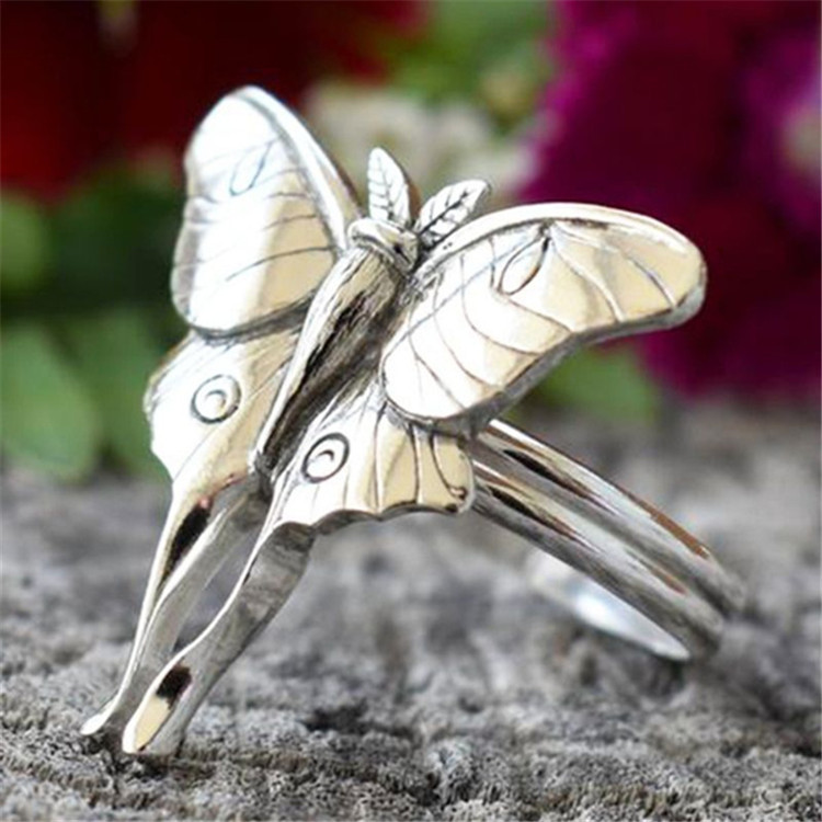 Vintage Butterfly Band Ring For Women Alloy Jewelry Accessories_voghion.com