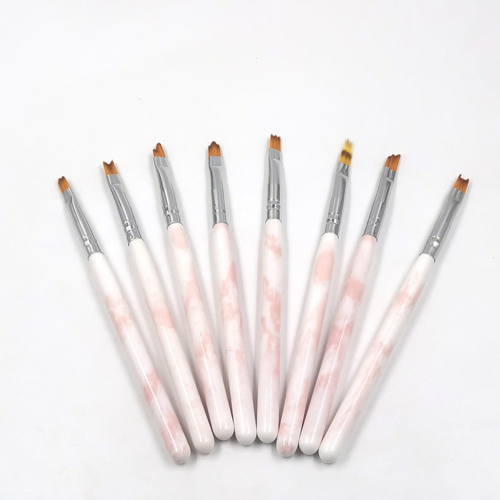 厂家批发绘尔佳渐变色八支套装异形毛头美甲笔彩绘笔光疗笔画花笔|ms