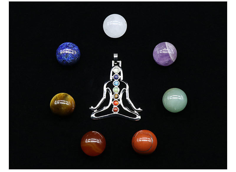 Chakela Seven Chakra Natural Energy Stone 20mm Round Ball Boxed Yoga Healing Stone display picture 2