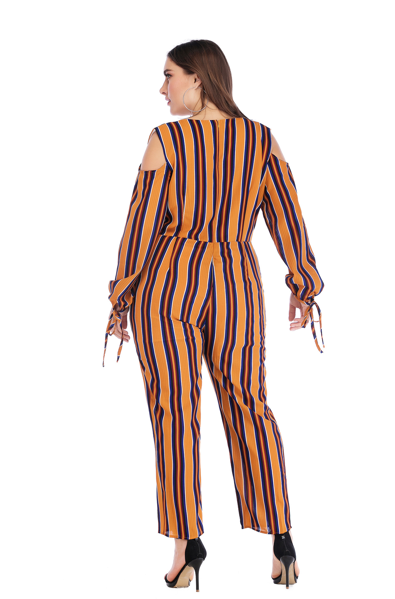 new strapless v-neck striped printed jumpsuit  NSCX8165