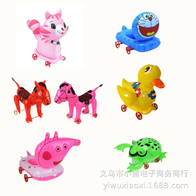兒童玩具充氣動物載物小拉車卡通拉線氣球地攤夜市地推道具禮品