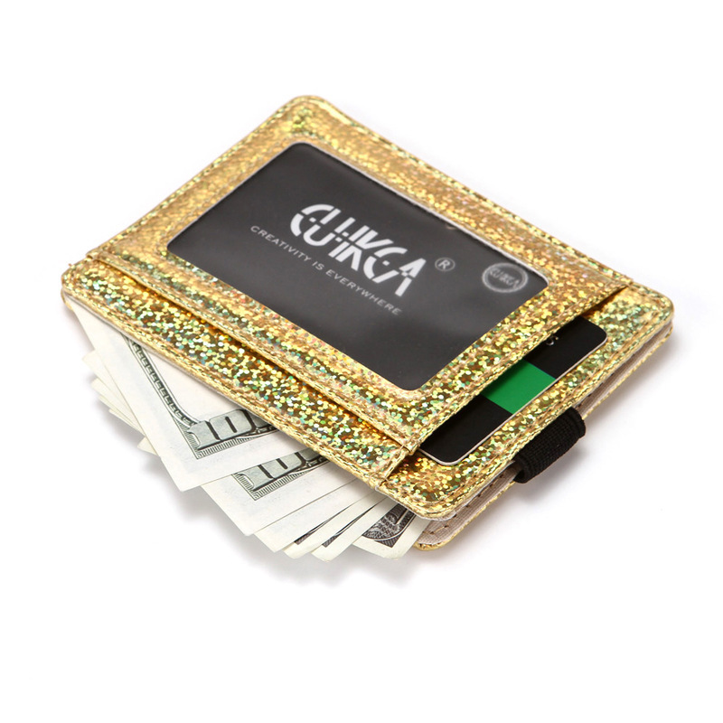 Cross-Border K-Style Laser Sequin Pu Leather Women's Wallet Creative Elastic Band Card Holder Card Holder Card Holder Special Price Wholesale