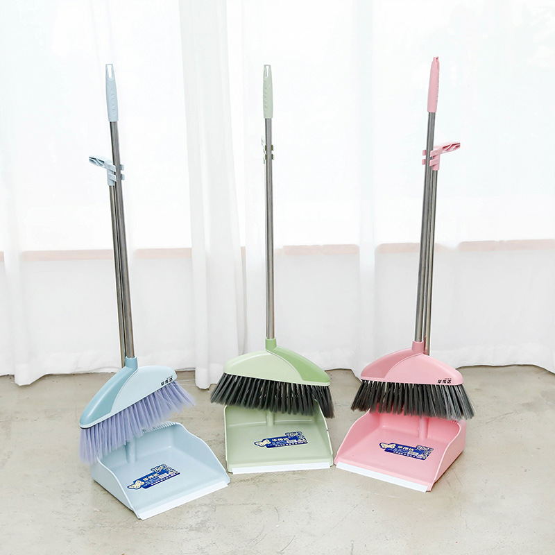 折叠扫把簸箕套套装家用不锈钢杆软毛扫帚扫把簸箕套装组合批发