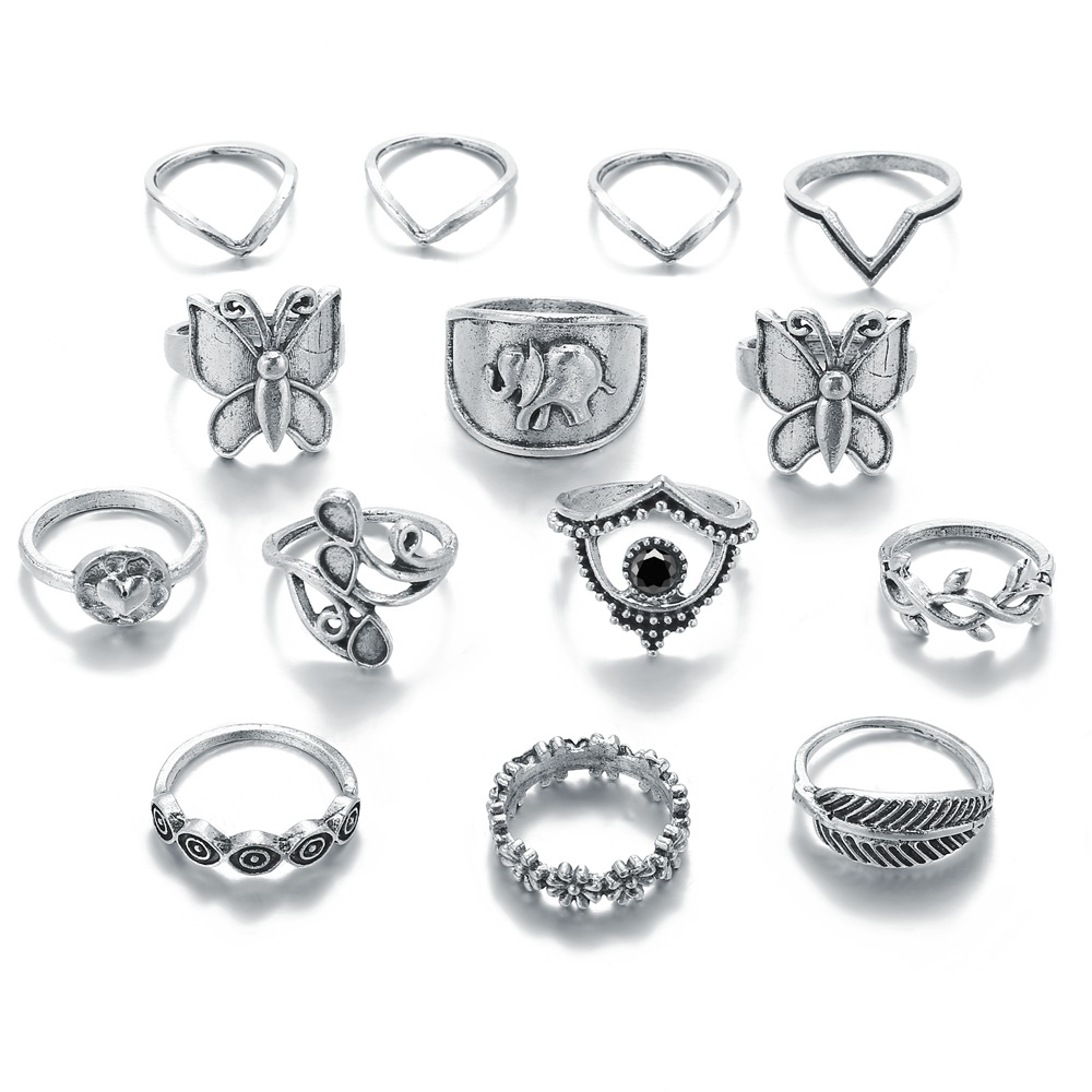 New Butterfly Ring Set Combination Ring 12-piece Set Wholesale display picture 5