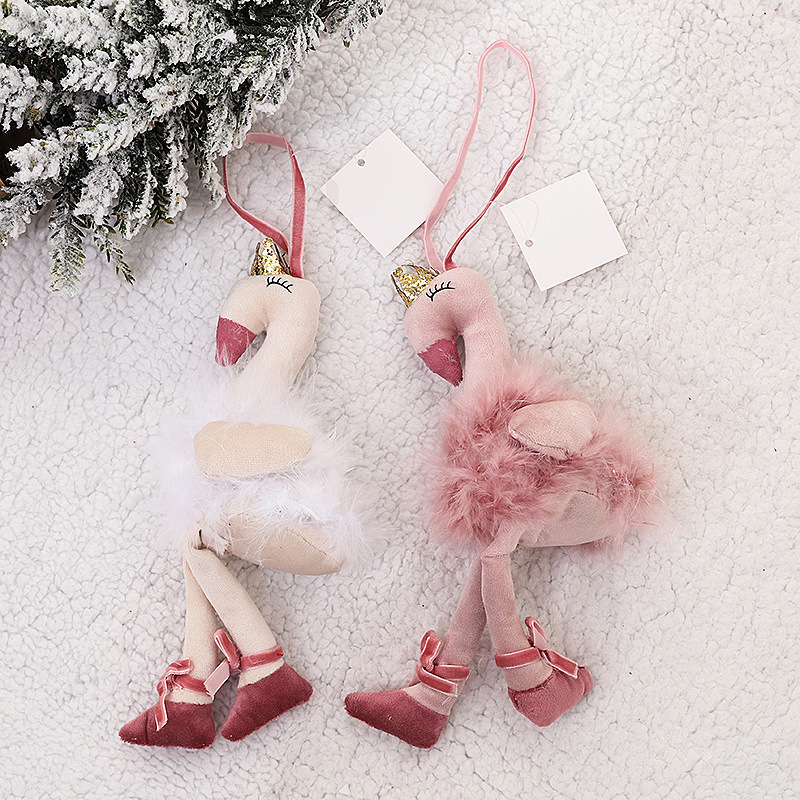 "Elegant Christmas Fabric Swan Ornament - Handcrafted Holiday Table Decor, Window Display & Festive Gift For Home, Office_voghion.com