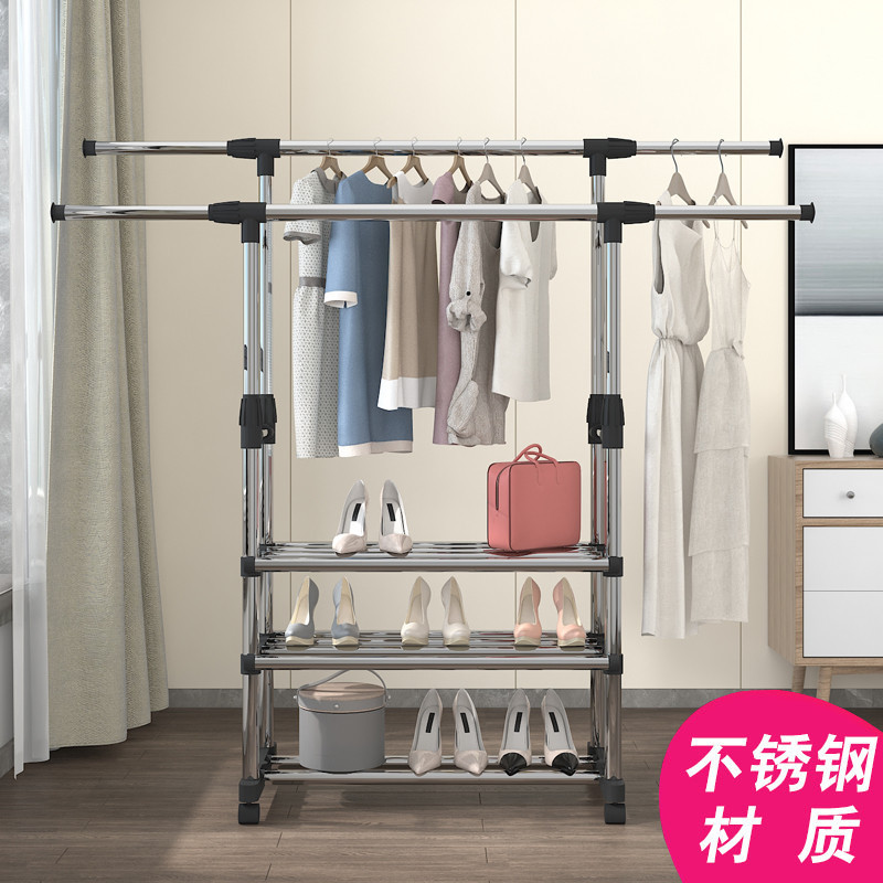 妙卓不锈钢室外移动伸缩晾晒衣架家用室内挂衣架卧室晾衣服架子
