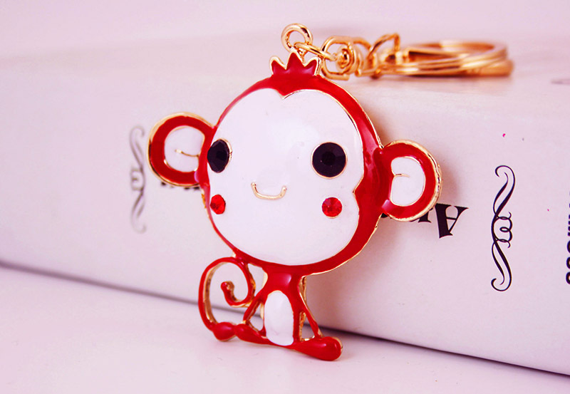 45g Weight Keychain Classification Metal Material Cartoon, Doll, Monkey Pattern Unisex Gender Cute Style Red, Blue, Yellow, Black Color Cartoon Doll Monkey Keychain Metal Unisex Cute Keychain 2