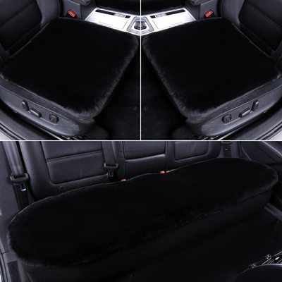 Sofa Cushion Solid Color Non-Slip Universal – Wool pad - black-three-piece-set