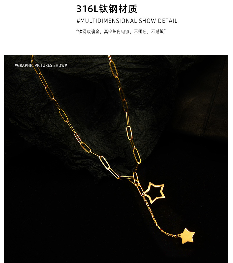 Hollow Five-pointed Star Titanium Steel Material Not Allergic Women's Necklace display picture 9