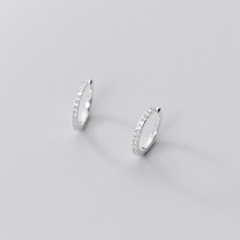 Eloch s925 clip de orejas de plata para mujeres coreanas estilo de lujo simple ligero estilo de perforación de fila pequeña orejas sin agujeros de orejas G6923