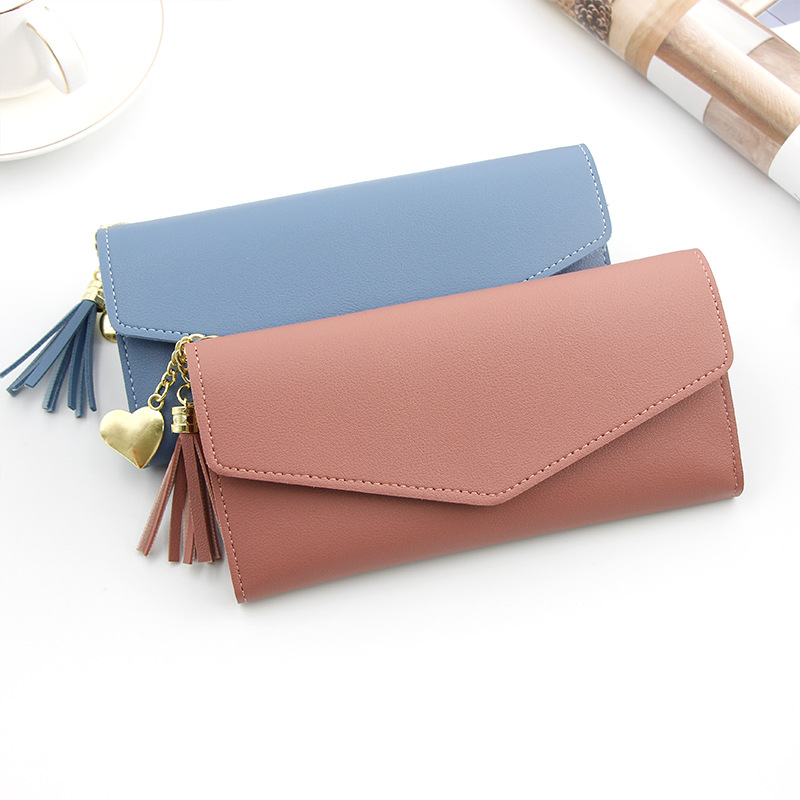 Long Korean women's wallet, solid color...