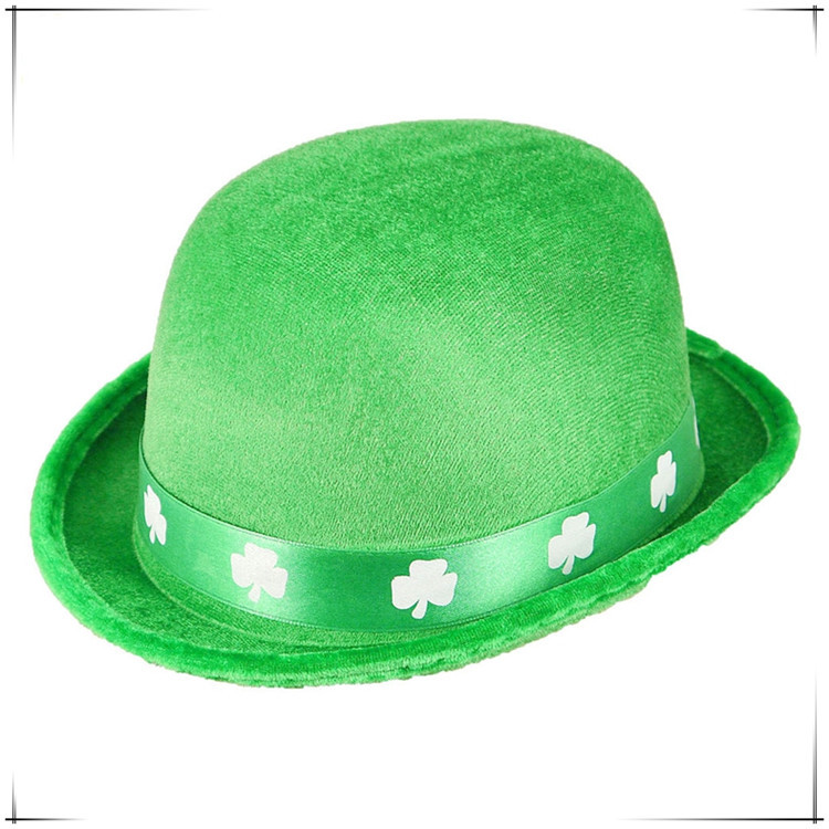 Fabricante de Yiwu suministrar directamente el sombrero irlandés, sombrero verde, sombrero de caucho de trébol, día de San Patricio