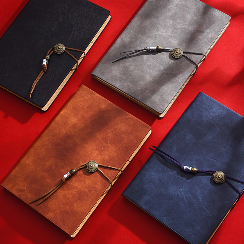 廠家生産 A5平裝複古筆記本 古典繩子吊墜記事本 可設計定制LOGO
