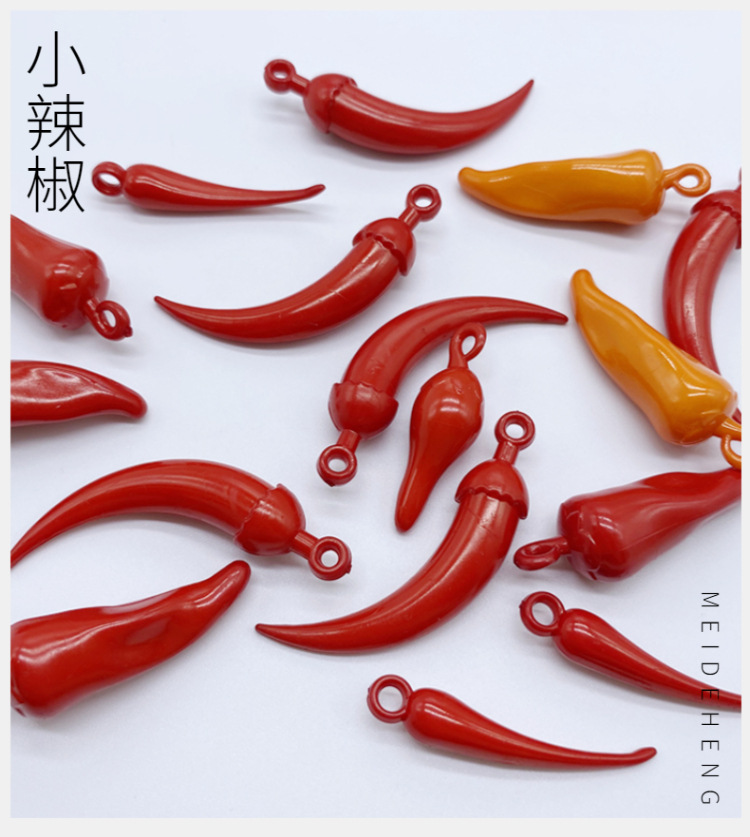 This is a diy beaded material of the same style as the popular acrylic hanging hole small chili pepper hundred-piece. The red color is used to make earrings detail image 2