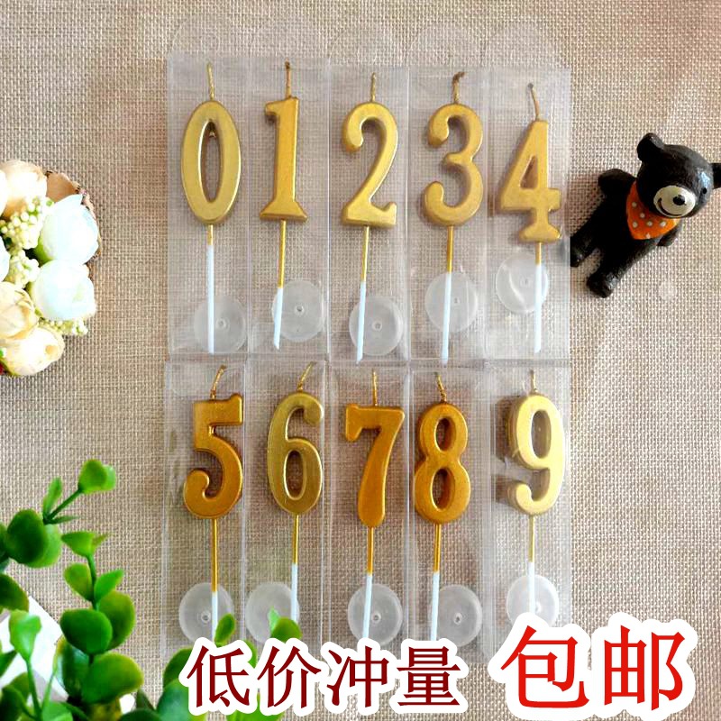 数字蜡烛 蛋糕蜡烛 生日快乐蜡烛 派对蜡烛 金色数字蜡|ru