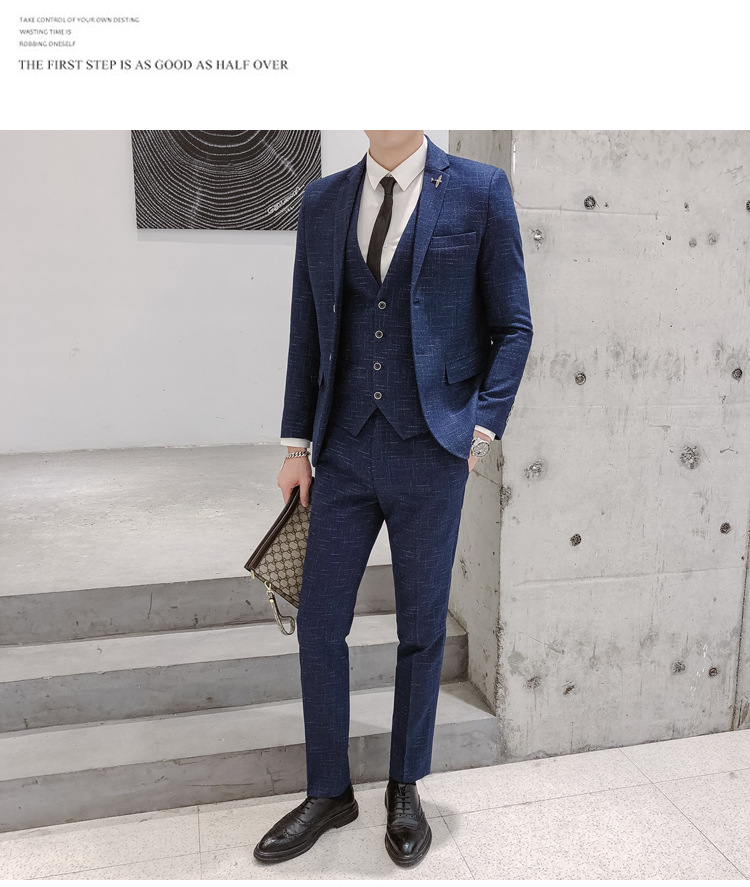 1 Spring And Autumn Men's Suit Set Korean Version Slim Fit Trendy Youth Business Formal Wear Handsome Casual Blazer_viptrois.com