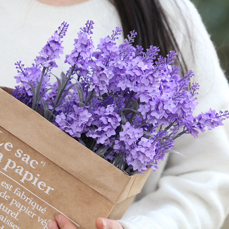 Simulation lavender Lavender Dried flowers Artificial flower Home Furnishing decorate Countryside style Wedding celebration Artificial Flower Photography prop