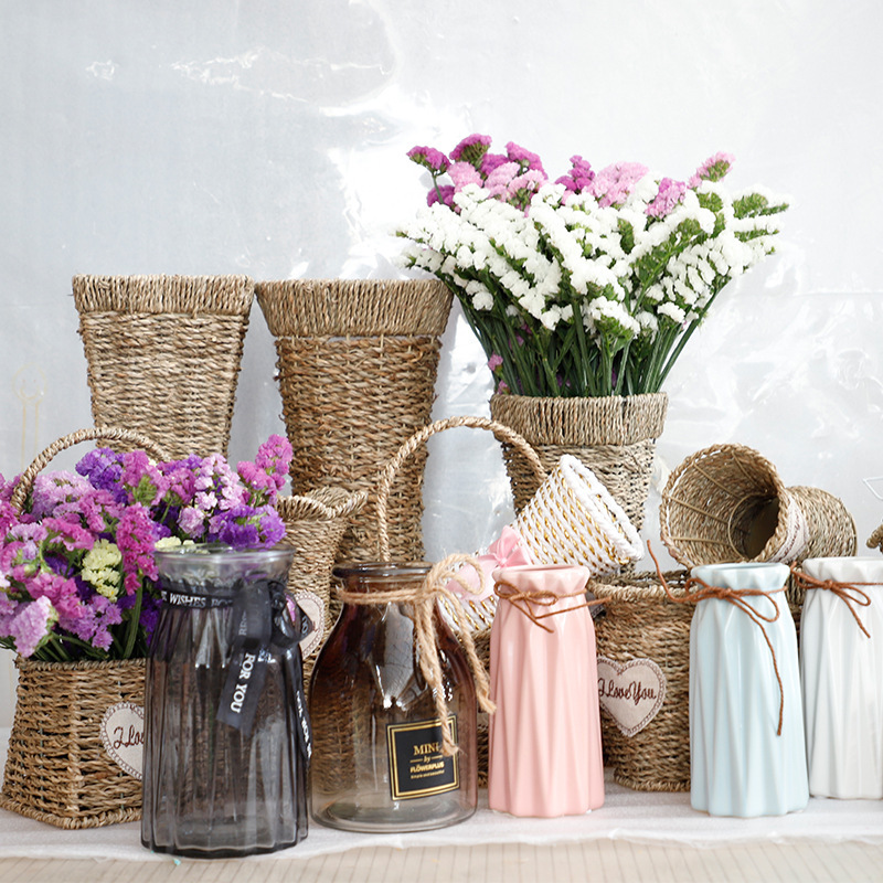 编花篮藤编柳编手提北欧挂墙插花装饰干花多肉绿植创意欧式花盆|ms