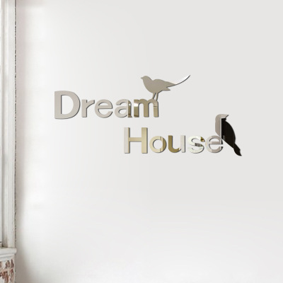 Dream House小鸟镜面墙贴3d立体自粘墙贴  厂家直销无毒环保