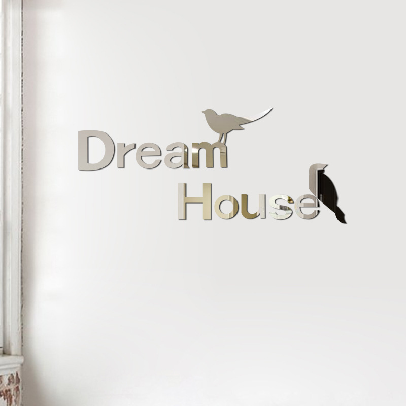 Dream House小鸟镜面墙贴3d立体自粘墙贴  厂家直销无毒环保