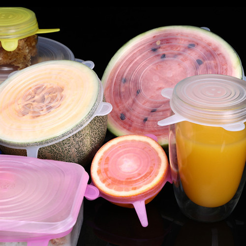 Silicone fresh-keeping cover six-piece set for kitchen microwave, tableware, bowls and basins, sealed fresh-keeping box, elastic plastic wrap vegetable cover