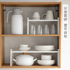 Cabinet layered rack kitchen storage rack countertop telescopic storage rack storage divider drain rack single layer pot rack