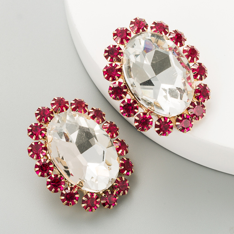 Simple Oval Alloy Diamond S925 Earrings display picture 3