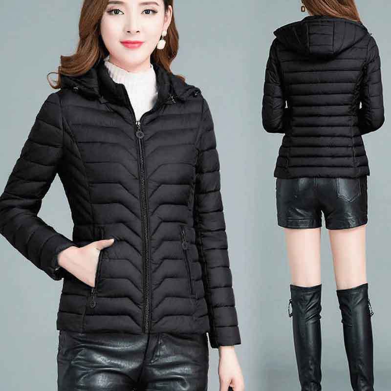 Chaqueta corta de algodón con capucha para mujer — ligera, cálida, ideal otoño/invierno, estilo mamá, suministro mayorista image 4