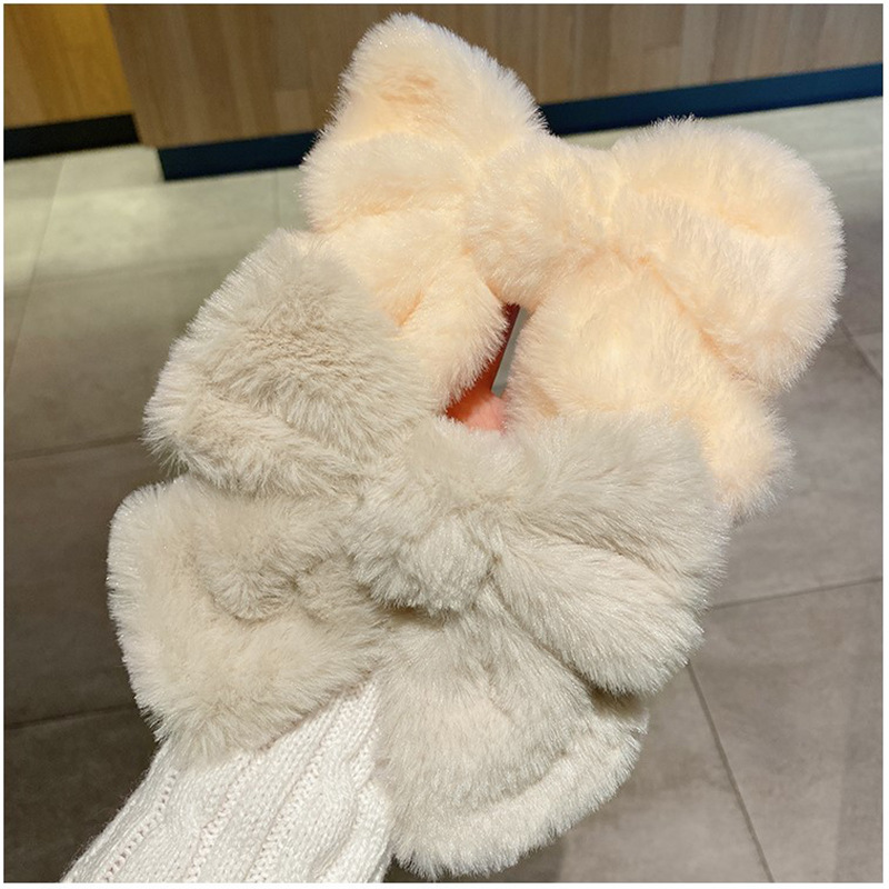 毛绒弹簧夹（浅灰+米）2件装